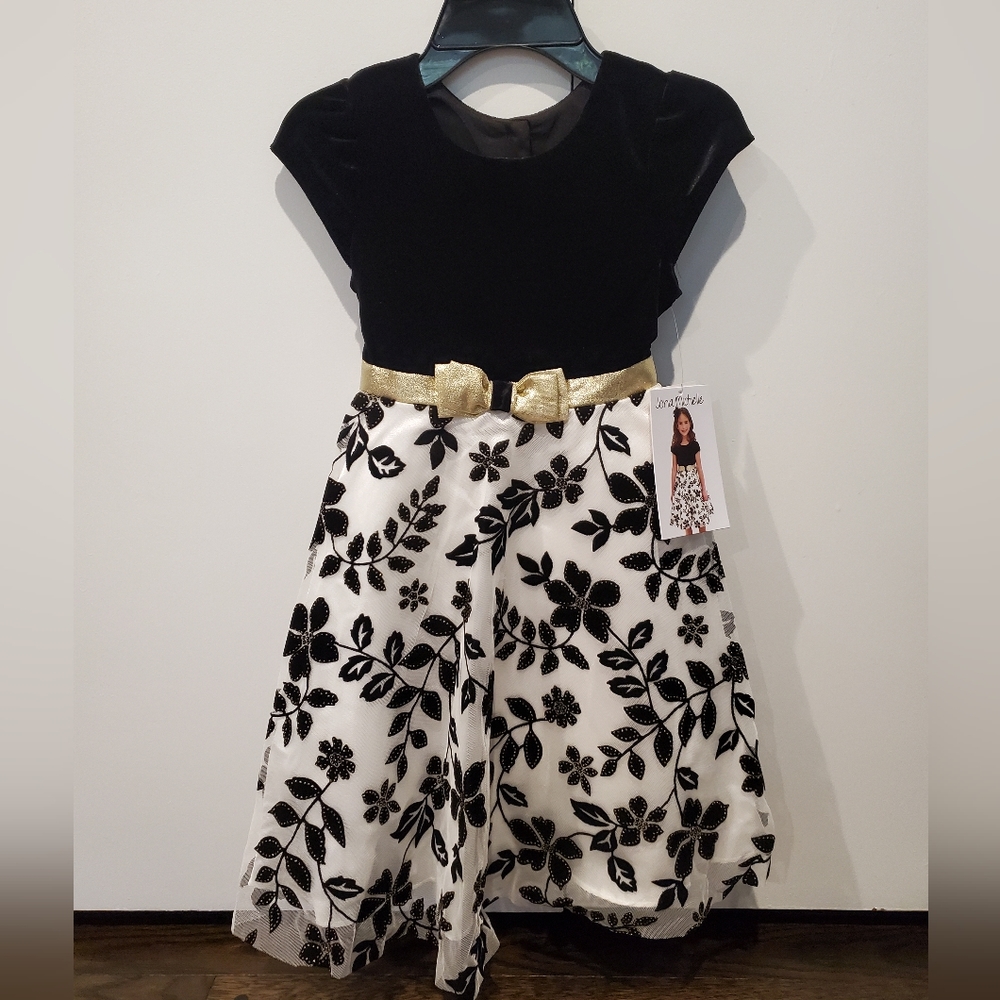 Jona Michelle (NWT) 5T Black/White/Gold Dress